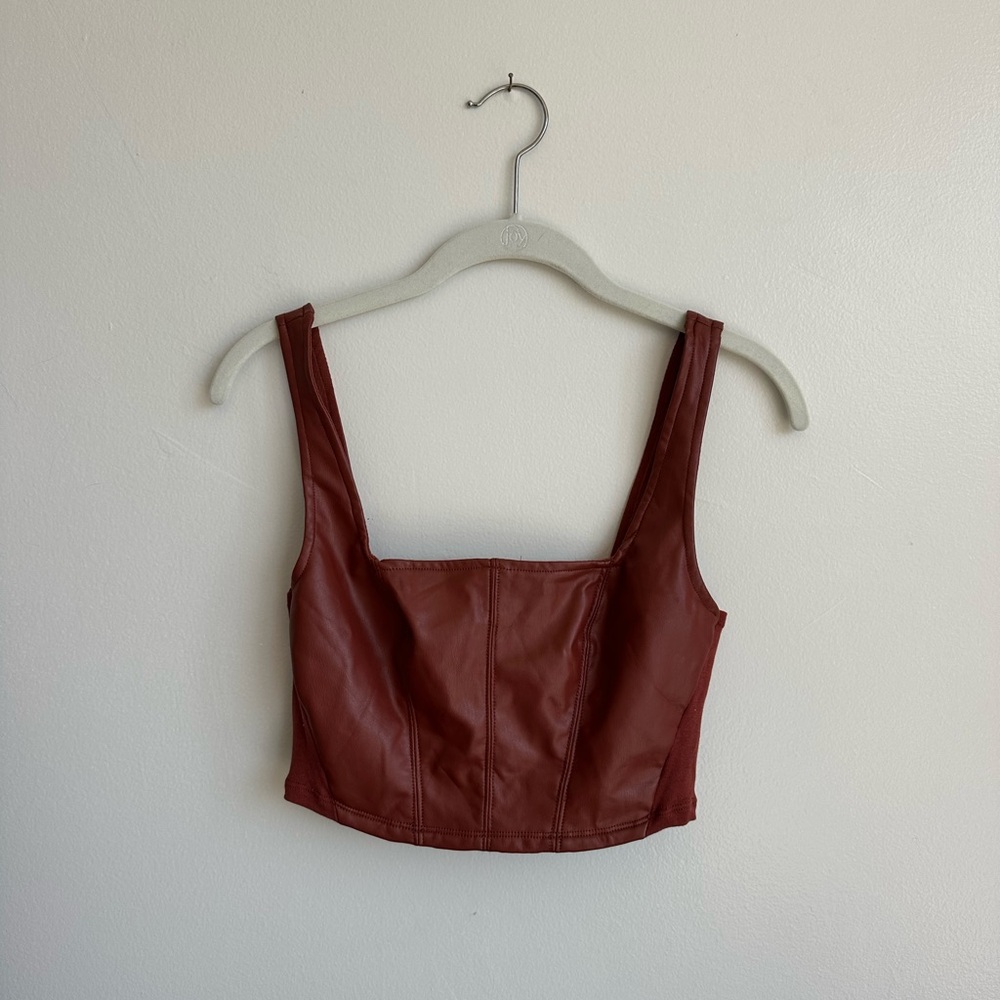 Free People Brown leather tank XS